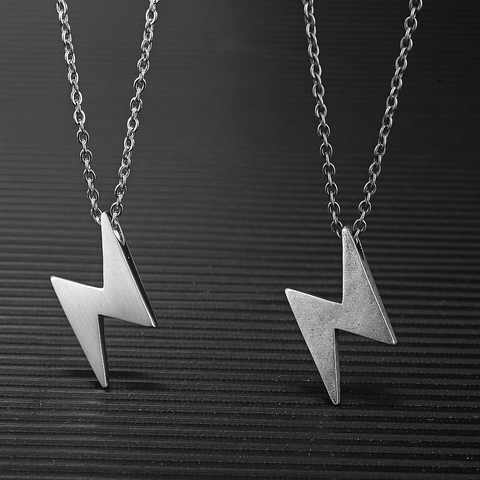 Vintage Bliksemschicht Hanger Ketting Roestvrij Staal Hip Hop Punk Stijl Voor Mannen En Vrouwen