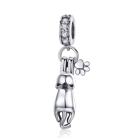 Colgante De Gato Cobre Chapado En Platino Circonita Clara Huella De Pata Para Pulsera Joyería Bricolage Mujeres Animal Lindo