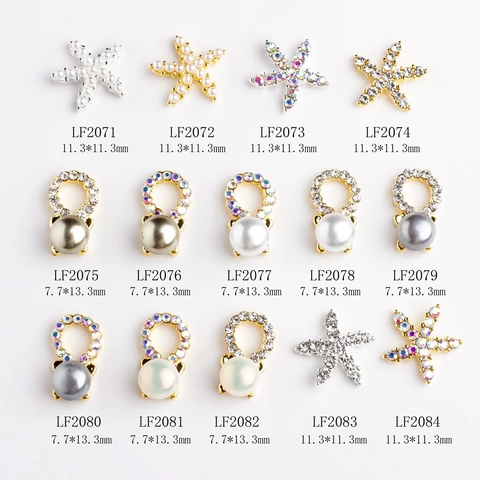 Seestern Künstliche Perle Nagelkunst Anhänger Legierung Strass Seestern Schmuck DIY Maniküre Dekoration Für Frauen Eleganter Stil