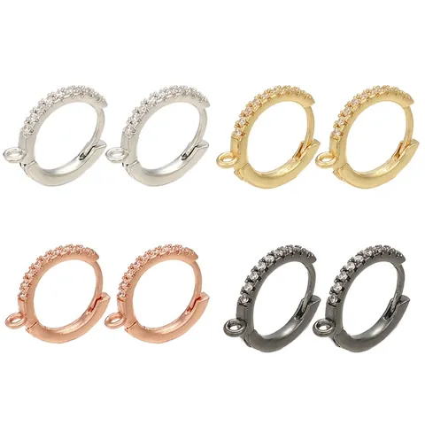 Componentes De Pendientes De Aro Huggie De Latón Con Circonita Y Bucle Para Creación De Joyas DIY