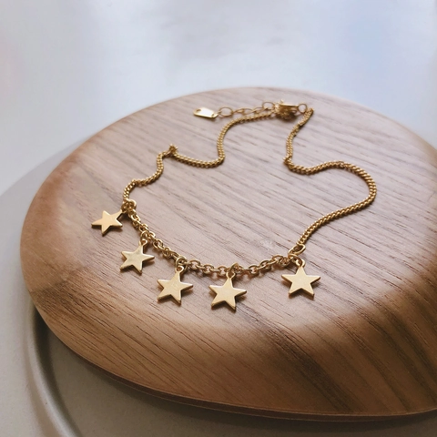 925 Sterling Silber Fußkettchen Mit 18K Vergoldeten Sternanhängern Minimalistischer Sommerschmuck Für Damen
