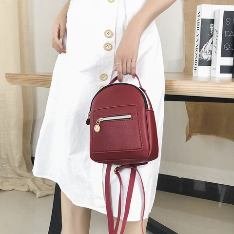 Dames Mini Rugzak PU Leer Mode Schoudertas Voor Telefoon Koreaanse Stijl Multi Pocket Casual Handtas Voor Meisjes