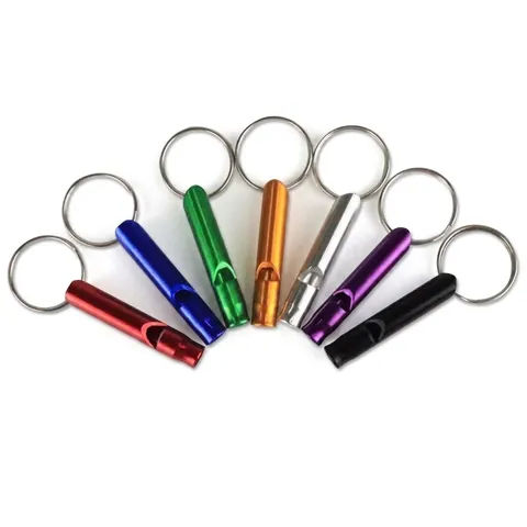 Mini Aluminum Alloy Emergency Survival Whistle With Keychain Ring Portable Loud Sound For Outdoor Camping Training