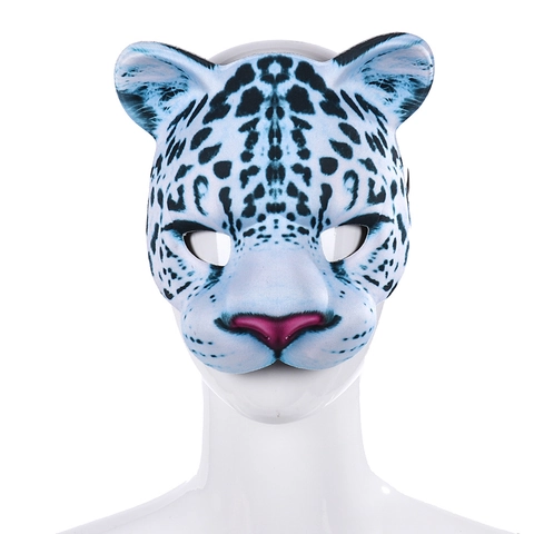 Snow Leopard Tiermaske Halbmaske EVA Stoff Für Maskenball Party Cosplay Halloween Karneval Zubehör