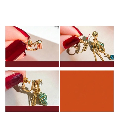 Convertidores De Pendientes De Clip Ajustables Cobre Bañado En Oro 18K Silver Earring Post Para Orejas Sin Agujeros DIY