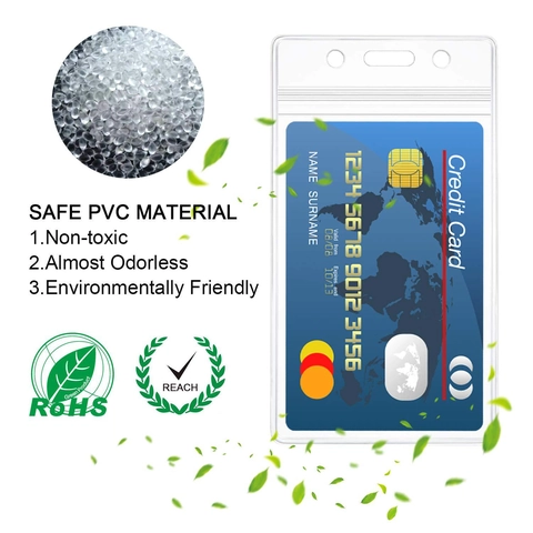 Clear ID Badge Holder PVC Waterproof Zipper Seal Name Tag Sleeve Vertical Horizontal For Office School Exhibition