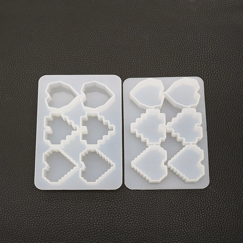 Herz Silikonform Pixel Geometrischer Stil Für Harzguss DIY Anhänger Herstellung Kreatives Spiegeloberfläche Bastelwerkzeug