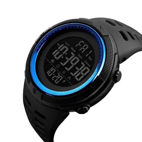 Waterproof Men Digital Sport Watch PC Case PU Strap Outdoor Multifunctional Electronic Wristwatch With EL Backlight Alarm Chronograph Date