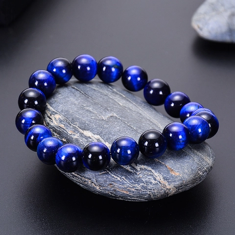 Natürliches Blau Rot Grün Tigerauge Armband Runde Edelstein Perlen Elastisch Handgefertigter Schmuck Unisex