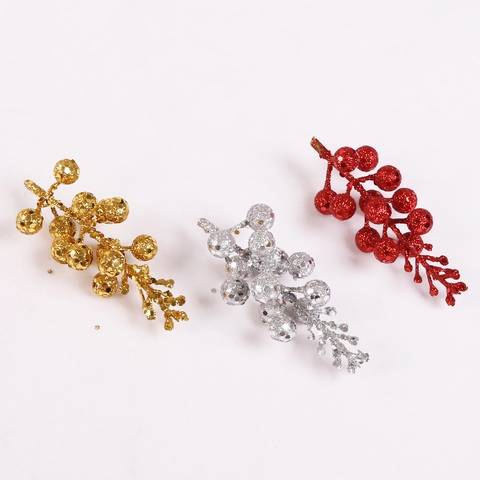 Glitter Artificial Berry Stems Sparkling Foam Berries For Christmas Tree Wreath DIY Decorative Holiday Picks