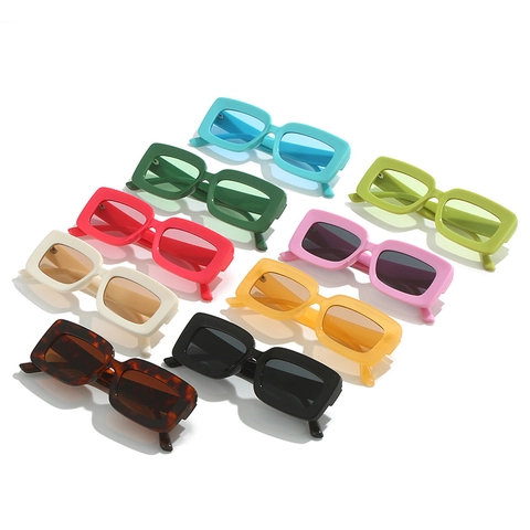 Gafas De Sol Rectangulares Retro Montura De PC Protección UV400 Moda Color Caramelo Para Hombres Mujeres Ropa De Playa