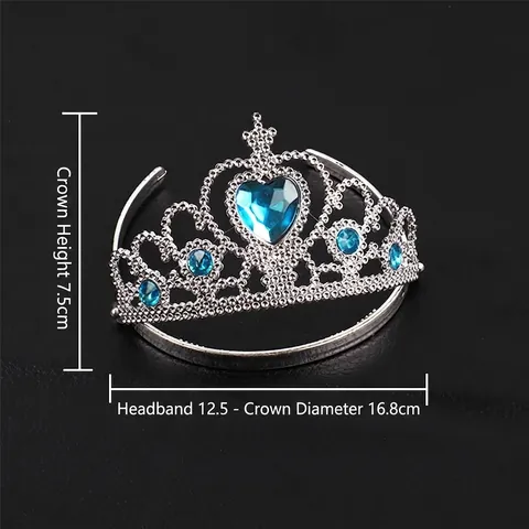 Princess Crown Headband Plastic Silver Plated Heart Shaped Colorful Rhinestone Birthday Party Performance Hair Accessory Kids Girls