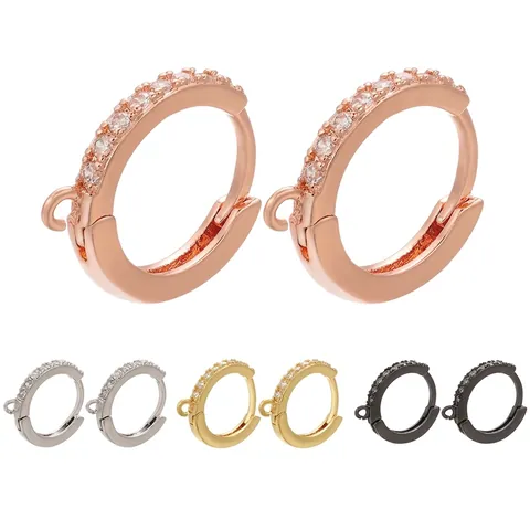 Componentes De Pendientes De Aro Huggie De Latón Con Circonita Y Bucle Para Creación De Joyas DIY