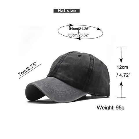 Washed Cotton Baseball Cap Vintage Distressed Adjustable Dad Hat Solid Color Outdoor Sun Protection Unisex Adult Kids