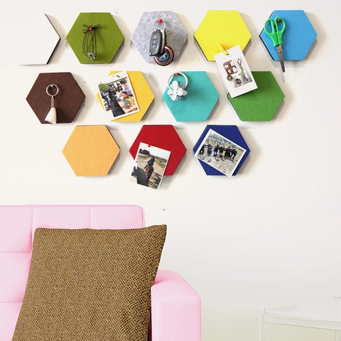 Hexagon Felt Wall Stickers Self Adhesive Bulletin Message Board Photo Background Home Office Decoration
