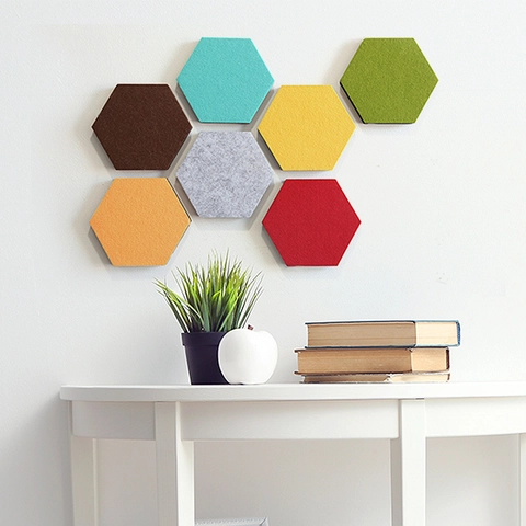 Hexagon Felt Wall Stickers Self Adhesive Bulletin Message Board Photo Background Home Office Decoration