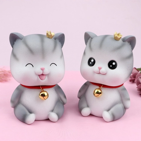 Süße Engel Katze Spardose Harz Sparschwein Mit Goldener Krone Glocke Flügel Kawaii Schreibtisch Dekoration Wohnzimmer Geschenk