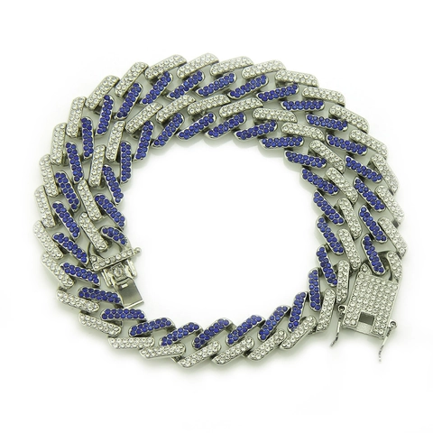 Collana Catena Cuban Link Hip Hop Lega Zinco Strass Miami Stile Bling Gioielli Per Uomo Accessori Moda