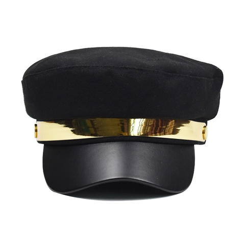 Vintage British Baker Boy Hat For Women Autumn Winter Warm Cotton Blend Newsboy Cap Metal Chain Rhinestone Decoration