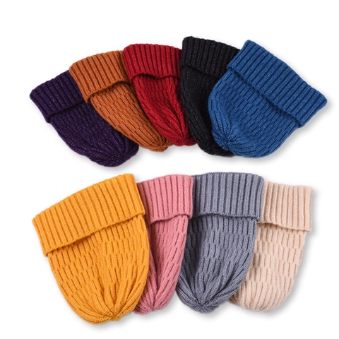 Gorro De Punto Cálido Invierno Acanalado Con Vuelta Color Sólido Para Hombre Mujer