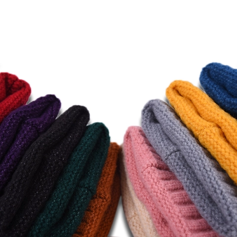 Kids Knitted Beanie Hat Warm Solid Color Soft Yarn Winter Autumn Skull Cap For Toddlers Boys Girls