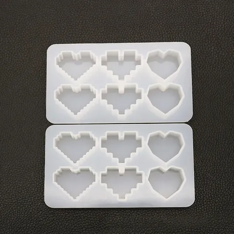 Herz Silikonform Pixel Geometrischer Stil Für Harzguss DIY Anhänger Herstellung Kreatives Spiegeloberfläche Bastelwerkzeug