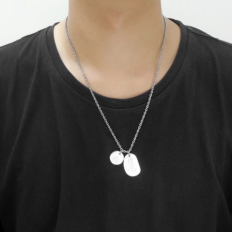 Hip Hop Anhänger Halskette Edelstahl Doppelanhänger Lächelnde Sonne Blitz Streetwear Schmuck Für Herren Damen