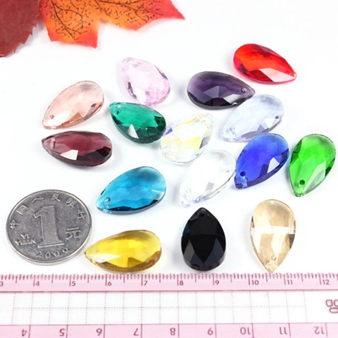 Faceted Glass Waterdrop Pendants Crystal Loose Beads For DIY Jewelry Making Accessories Elegant Clear Colorful Charms