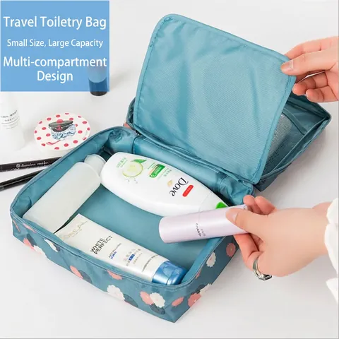 Travel Makeup Bag Oxford Cloth Large Capacity Waterproof Toiletry Organizer Multi Layer Handheld Case Patterned