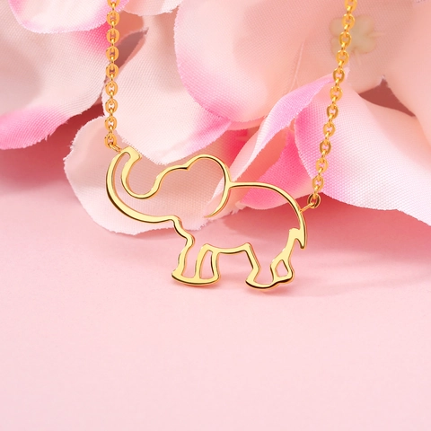 Collar Con Colgante De Elefante Minimalista De Acero Inoxidable Joyería De Animales Calados Para Mujer
