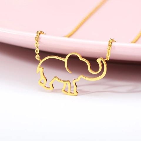 Collar Con Colgante De Elefante Minimalista De Acero Inoxidable Joyería De Animales Calados Para Mujer