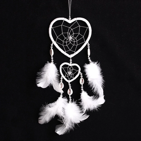 Herz Traumfänger Feder Muschel Windspiel Wandbehang Dekoration Handgemachte Zimmerdekoration Boho Stil Handwerk Geschenk
