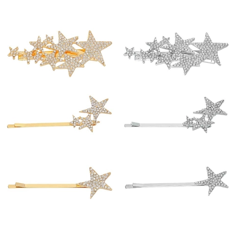 Fermagli Per Capelli A Stella Lega Strass Pentagramma Forcine Elegante Copricapo Scintillante Per Donne Accessorio Styling