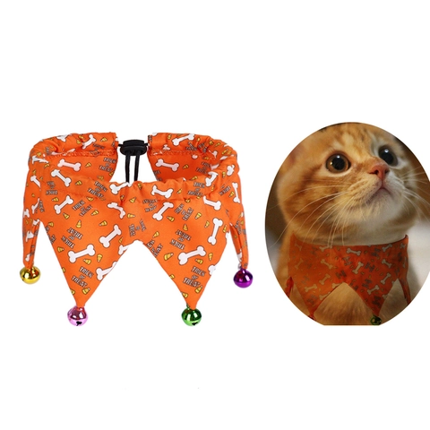 Halloween Haustierhalsband Verstellbar Polyester Halsband Mit Bunten Glocken Für Katzen Und Hunde Party Dekoration