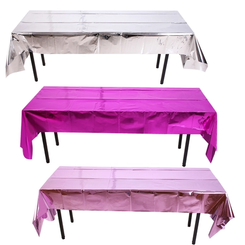 Nappe En Feuille Métallique Brillante Rectangulaire Imperméable PET Couvre Table Jetable Pour Décoration De Fête Mariage