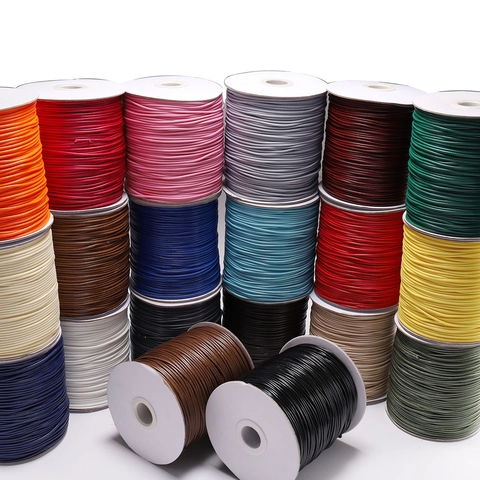 Cordón de Cuero Artificial Encerado Multicolor Hilo Redondo Trenzado Para Hacer Pulseras Collares DIY Accesorios de Artesanía Hechos a Mano