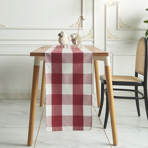 Kerstmis Ruitjes Tafelloper Polyester Katoen Noords Stijl Rood Zwart Geruite Tafelkleed Voor Eetkamer Feest Vakantie Huis Decor