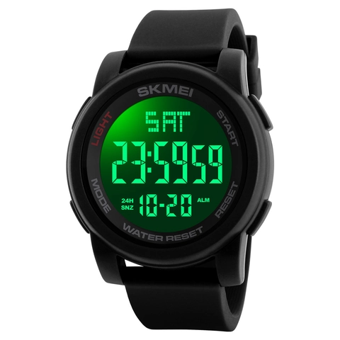 Men Digital Sport Watch Water Resistant Luminous Alarm Chronograph Dual Time Countdown Silicone Strap Outdoor