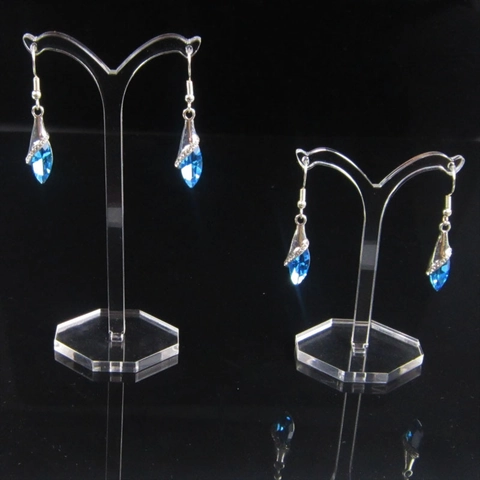 Acrylic Earring Display Stand Transparent Jewelry Holder Y Shaped Stud Showcase Rack With Stable Base For Countertop