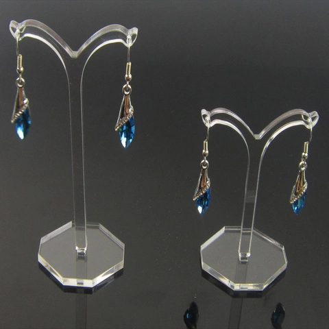 Acrylic Earring Display Stand Transparent Jewelry Holder Y Shaped Stud Showcase Rack With Stable Base For Countertop