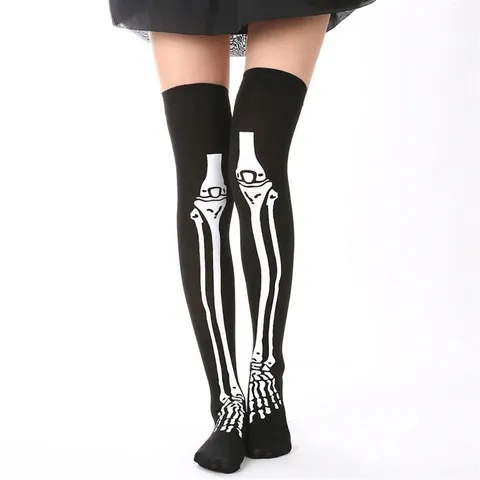 Halloween Kostüm Socken Und Handschuhe Polyester Skelett Knochen Blutspritzer Über Das Knie Cosplay Maskerade Party Deko