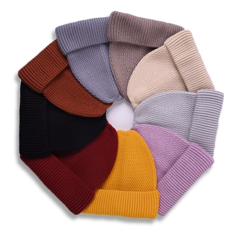 Berretto In Maglia Invernale Morbida Trama Ondulata Con Risvolto Caldo Colore Solido Per Uomo Donna Unisex