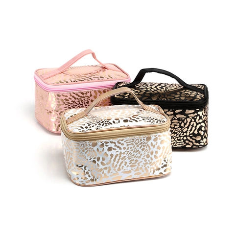 Polyamid Make-up Tasche Mit Leopardenmuster Große Kapazität Reise Kosmetik Organizer Mit Tragegriff Und Reißverschluss