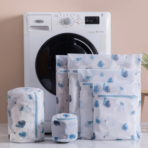 Printed Mesh Laundry Bag For Washing Machine Protection Polyester Underwear Bra Delicate Wash Bag Home Clothes Storage Organizer Bag