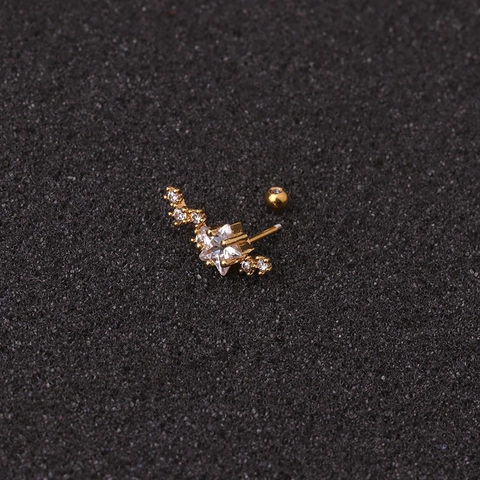 Pendiente De Cartílago Con Circonita Estrella Luna Acero Inoxidable Cierre De Rosca Joyería Para Mujer