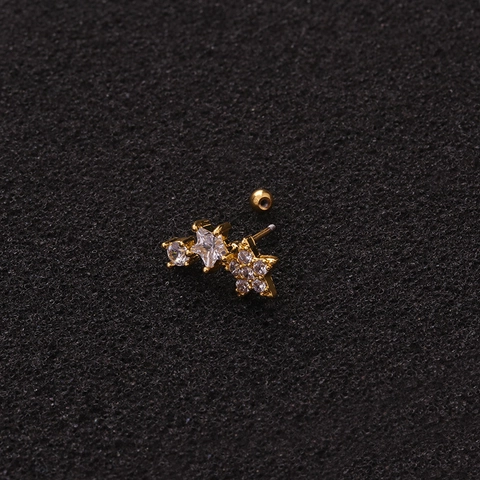 Ster Zirkoon Oorbel Piercing Studs Roestvrij Staal Schroefsluiting Kraakbeen Sieraden Voor Vrouwen Elegant Glanzend