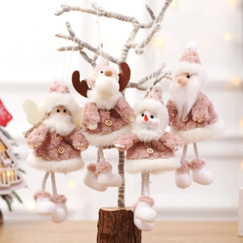 Décoration De Noël En Peluche Ange Renne Bonhomme De Neige Père Noël Rose Blanc Tissu Douce Style Nordique Mignon