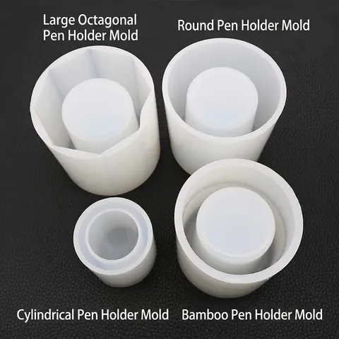 Stampo In Silicone Per Portapenne DIY Superficie A Specchio Colata In Resina Epossidica Foro Multiplo Grado Alimentare Cancelleria