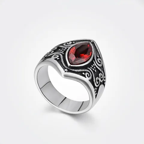Vintage Herren Ring Edelstahl Marquise Zirkon Geschnitzte Florale Gotik Punk Stil Schmuck Zubehör Für Unisex Party