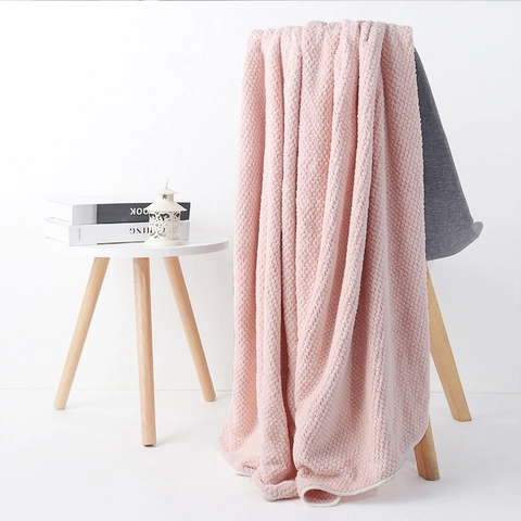 Microfiber Coral Fleece Bath Towel Super Absorbent Soft Pineapple Grid Waffle Texture For Men Women Adults Kids Home
